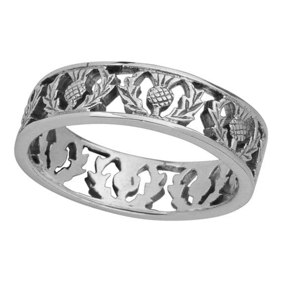 Scottish Thistle Silver Band Ring