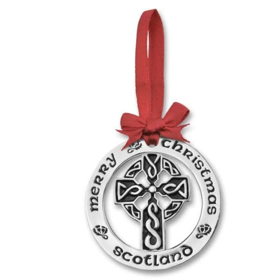 Silver Plated Christmas Decoration Celtic Cross
