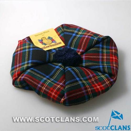 Lochcarron Stewart black Mod Tam Plaid Beret. NWT Lochcarron | Authentic Scottish Tartan – The English Hatter main image 3