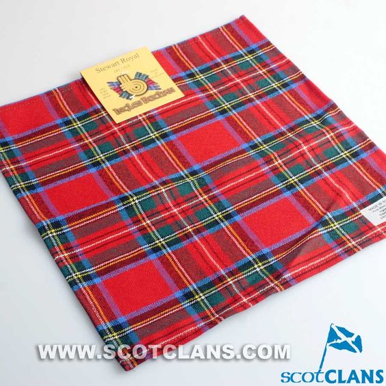 Wool Tartan Pocket Square in Royal Stewart Modern  Tartan