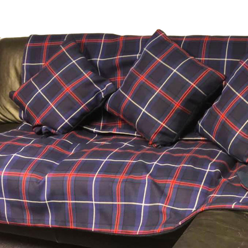 American National Fleece lined Tartan Throw and Three Cushion Cover Set