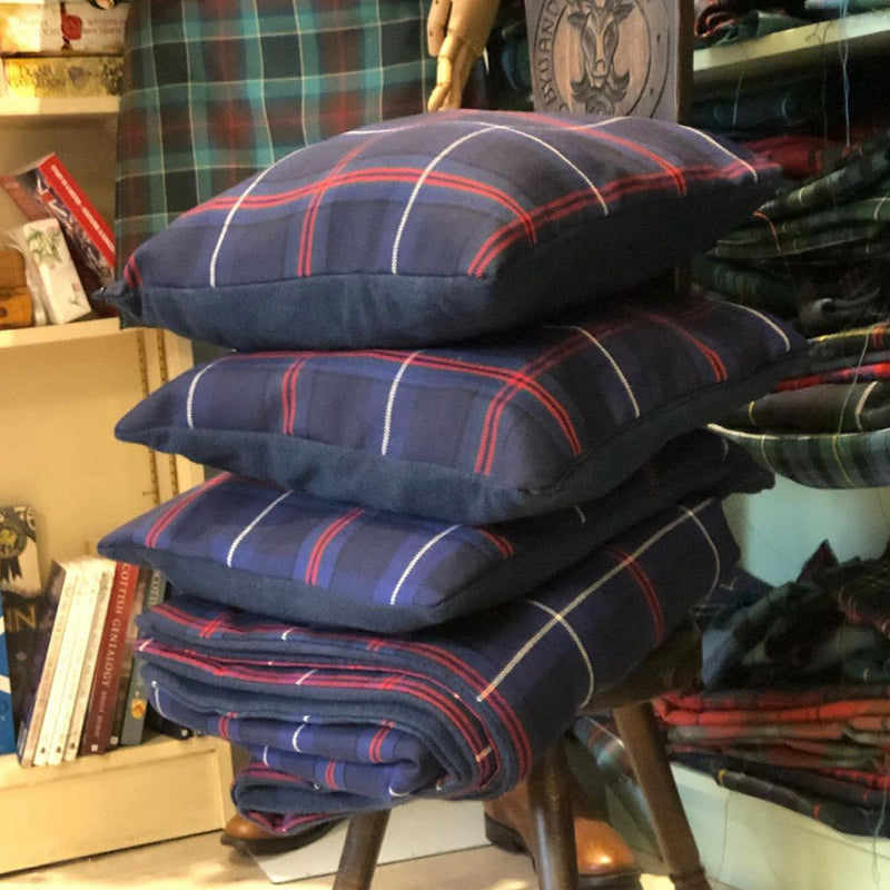 Fleece lined Tartan Throw and Three Cushion Cover Set