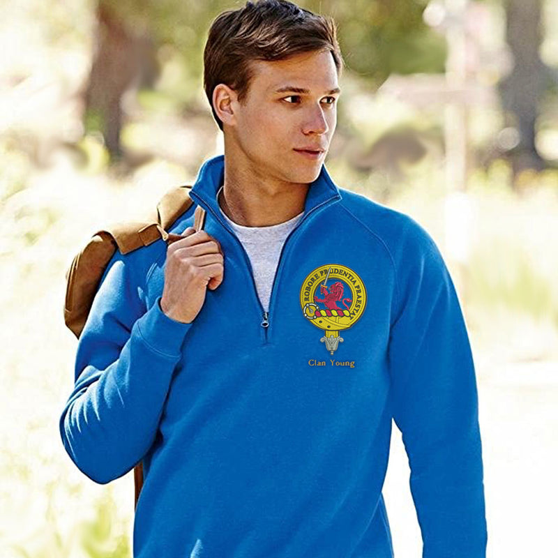 Clan Crest Embroidered Zip Neck Sweatshirt